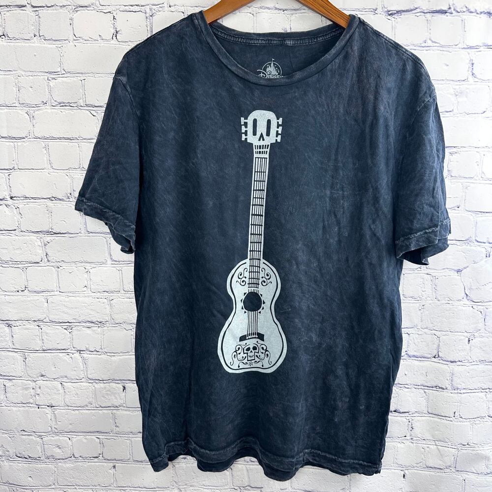 NWOT Disney Parks COCO Shirt Miguel Guitar distressed Navy Blue Size Medium